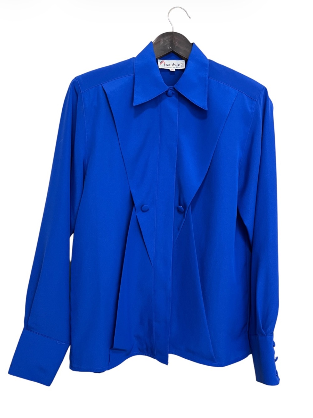 Vintage Jac Dale Cobalt Blue Long Sleeve Button Blouse - Statement Blouse - 80’s